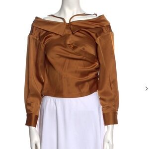 Jonathan Simkhai Off-The-Shoulder Long Sleeve Crop Top